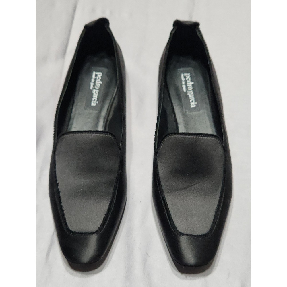Pedro Garcia Black Sienna Satin Tamer Loafers Flats Made in Spain US Size 7